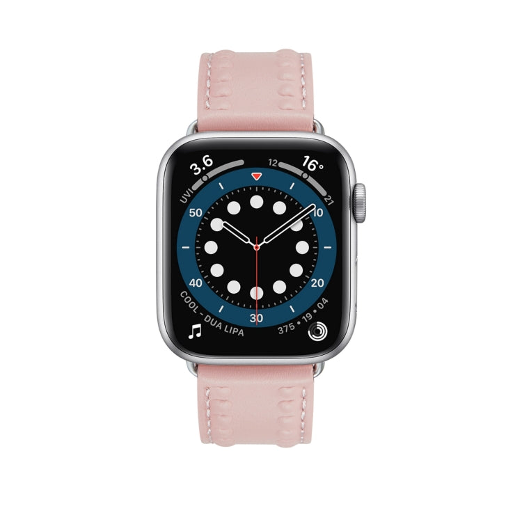 Embossed Love Genuine Leather Watch Band, For Apple Watch 8 41mm, For Apple Watch 8 45mm, For Apple Watch SE 2022 40mm, For Apple Watch SE 2022 44mm, For Apple Watch 7 41mm, For Apple Watch 7 45mm