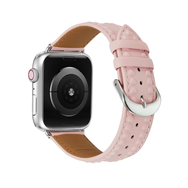 Embossed Love Genuine Leather Watch Band, For Apple Watch 8 41mm, For Apple Watch 8 45mm, For Apple Watch SE 2022 40mm, For Apple Watch SE 2022 44mm, For Apple Watch 7 41mm, For Apple Watch 7 45mm