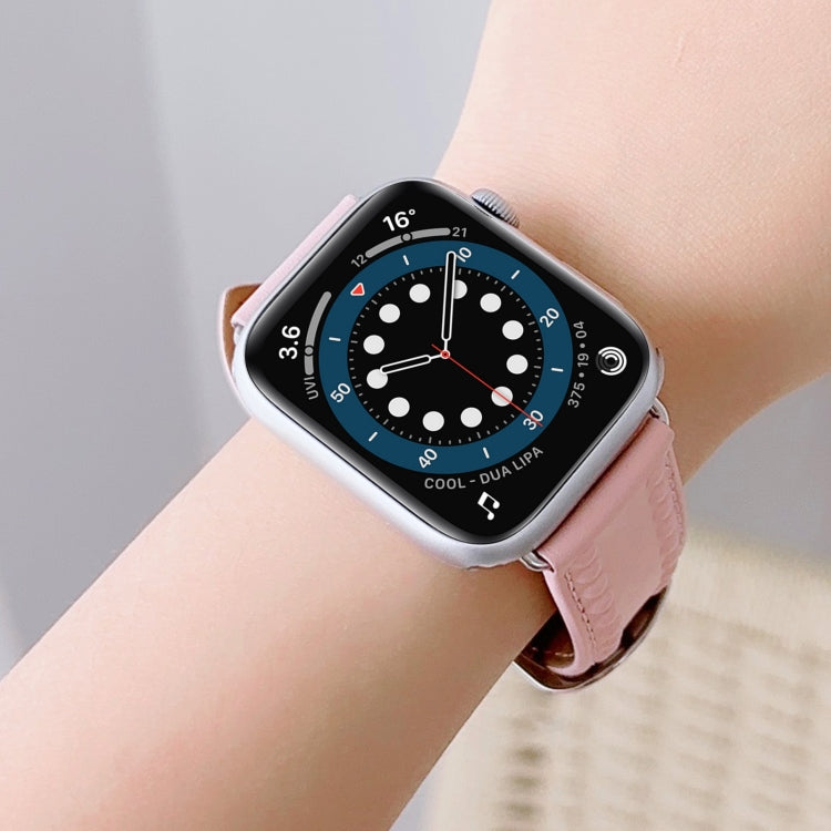 Embossed Love Genuine Leather Watch Band, For Apple Watch 7 41mm, For Apple Watch 7 45mm, For Apple Watch SE 40mm, For Apple Watch SE 44mm, For Apple Watch 6 40mm, For Apple Watch 6 44mm