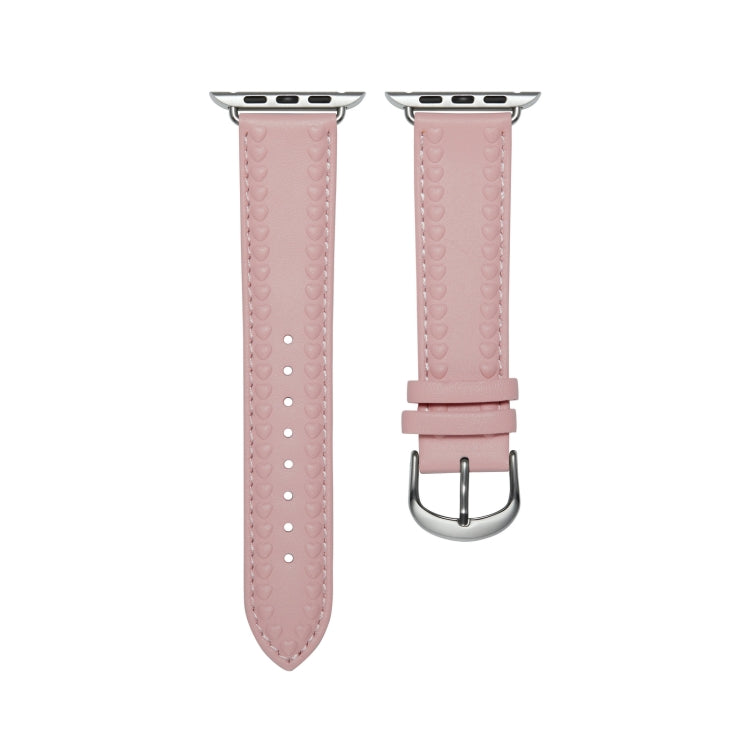Embossed Love Genuine Leather Watch Band, For Apple Watch 5 44mm, For Apple Watch 5 40mm, For Apple Watch 4 44mm, For Apple Watch 4 40mm, For Apple Watch 3 38mm, For Apple Watch 3 42mm