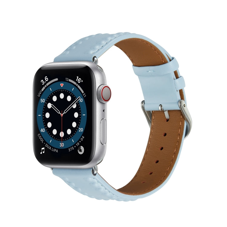 Embossed Love Genuine Leather Watch Band, For Apple Watch 5 44mm, For Apple Watch 5 40mm, For Apple Watch 4 44mm, For Apple Watch 4 40mm, For Apple Watch 3 38mm, For Apple Watch 3 42mm