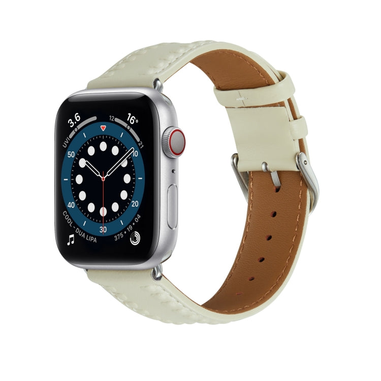 Embossed Love Genuine Leather Watch Band, For Apple Watch 5 44mm, For Apple Watch 5 40mm, For Apple Watch 4 44mm, For Apple Watch 4 40mm, For Apple Watch 3 38mm, For Apple Watch 3 42mm
