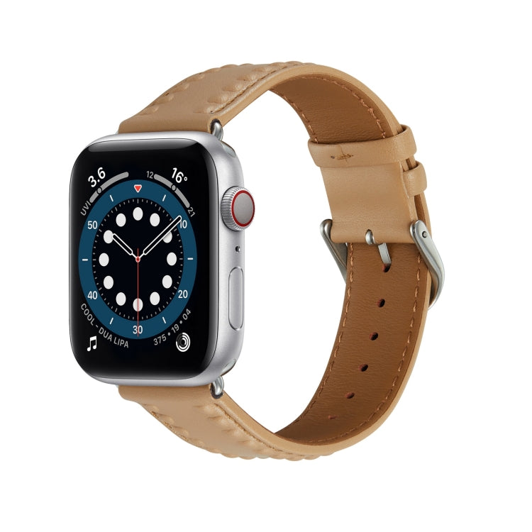 Embossed Love Genuine Leather Watch Band, For Apple Watch 5 44mm, For Apple Watch 5 40mm, For Apple Watch 4 44mm, For Apple Watch 4 40mm, For Apple Watch 3 38mm, For Apple Watch 3 42mm