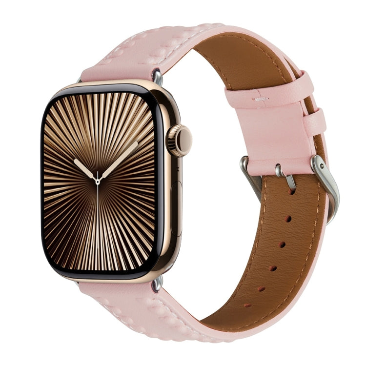 Embossed Love Genuine Leather Watch Band, For Apple Watch Series 10 46mm, For Apple Watch Series 10 42mm, For Apple Watch SE 2023 44mm, For Apple Watch SE 2023 40mm, For Apple Watch Ultra 2 49mm, For Apple Watch 9 45mm