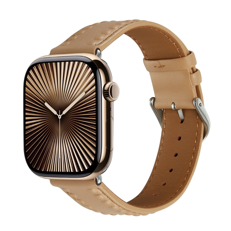 Embossed Love Genuine Leather Watch Band, For Apple Watch Series 10 46mm, For Apple Watch Series 10 42mm, For Apple Watch SE 2023 44mm, For Apple Watch SE 2023 40mm, For Apple Watch Ultra 2 49mm, For Apple Watch 9 45mm