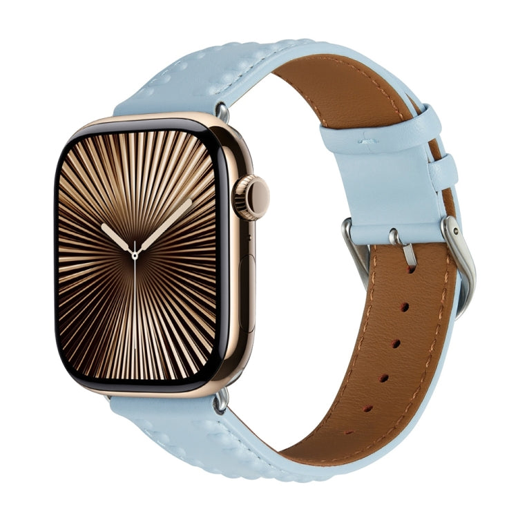 Embossed Love Genuine Leather Watch Band, For Apple Watch Series 10 46mm, For Apple Watch Series 10 42mm, For Apple Watch SE 2023 44mm, For Apple Watch SE 2023 40mm, For Apple Watch Ultra 2 49mm, For Apple Watch 9 45mm