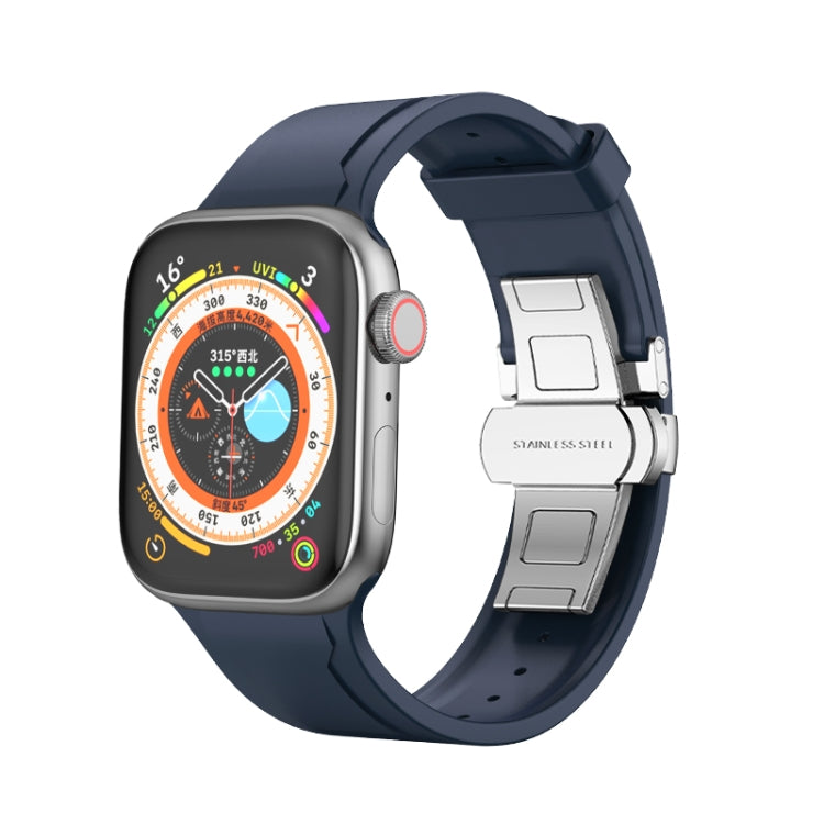 Metal Butterfly Buckle Silicone Watch Band, For Apple Watch Ultra 2 49mm, For Apple Watch 8 45mm, For Apple Watch 9 45mm, For Apple Watch SE 2022 40mm