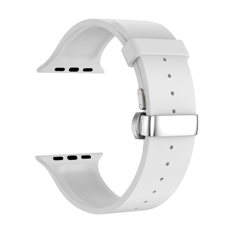 Metal Butterfly Buckle Silicone Watch Band, For Apple Watch SE 2022 44mm, For Apple Watch 9 41mm, For Apple Watch 7 41mm, For Apple Watch 7 45mm
