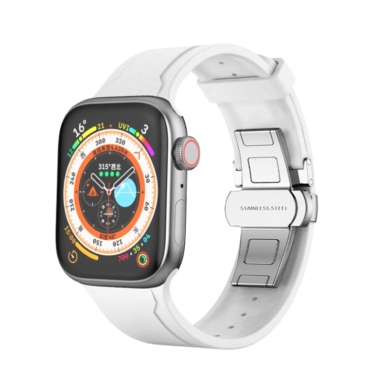 Metal Butterfly Buckle Silicone Watch Band, For Apple Watch SE 2022 44mm, For Apple Watch 9 41mm, For Apple Watch 7 41mm, For Apple Watch 7 45mm