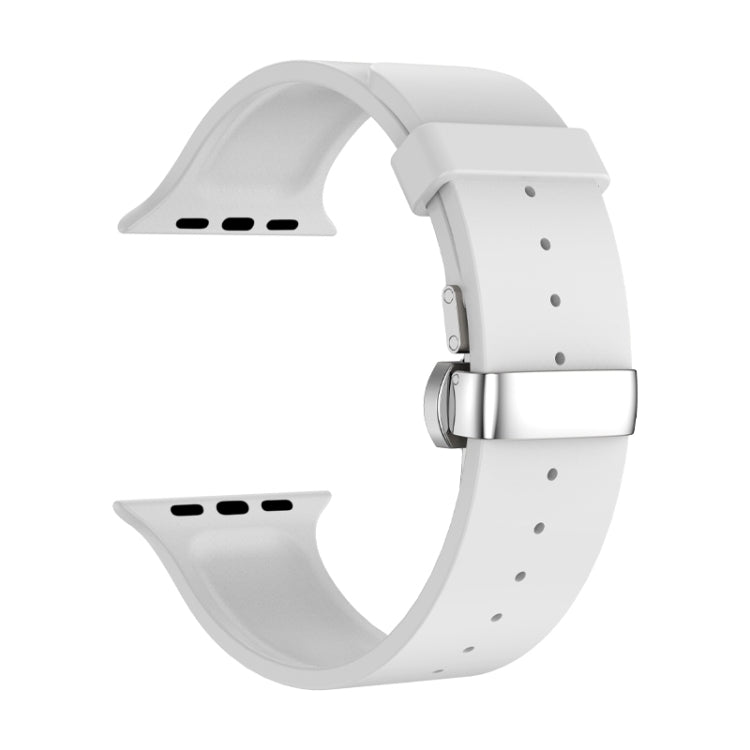 Metal Butterfly Buckle Silicone Watch Band, For Apple Watch Ultra 2 49mm, For Apple Watch 8 45mm, For Apple Watch 9 45mm, For Apple Watch SE 2022 40mm