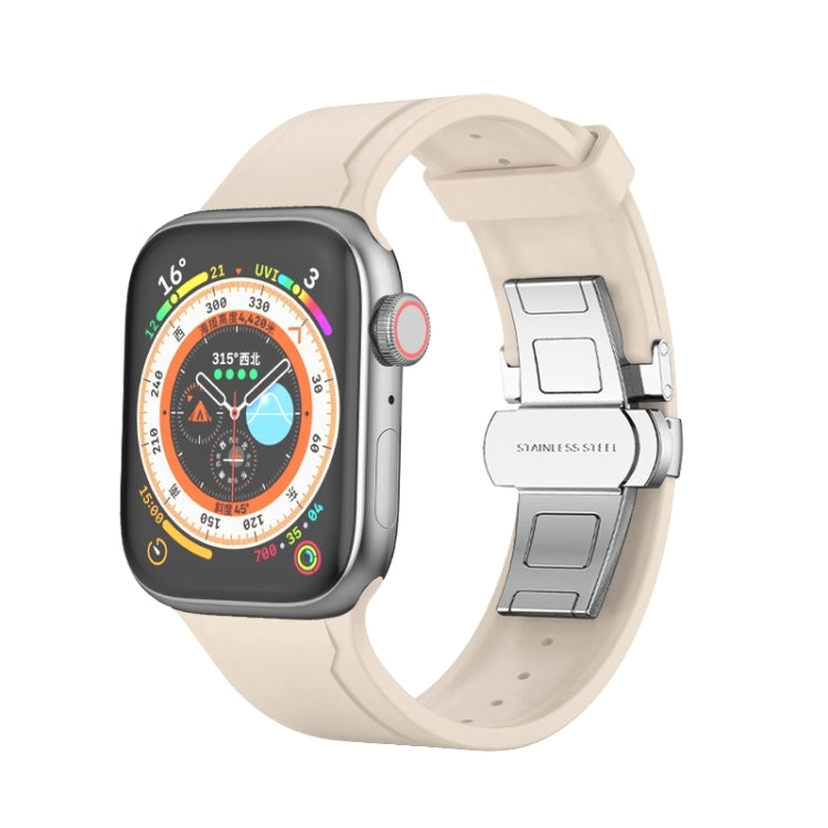 Metal Butterfly Buckle Silicone Watch Band, For Apple Watch Ultra 2 49mm, For Apple Watch 8 45mm, For Apple Watch 9 45mm, For Apple Watch SE 2022 40mm