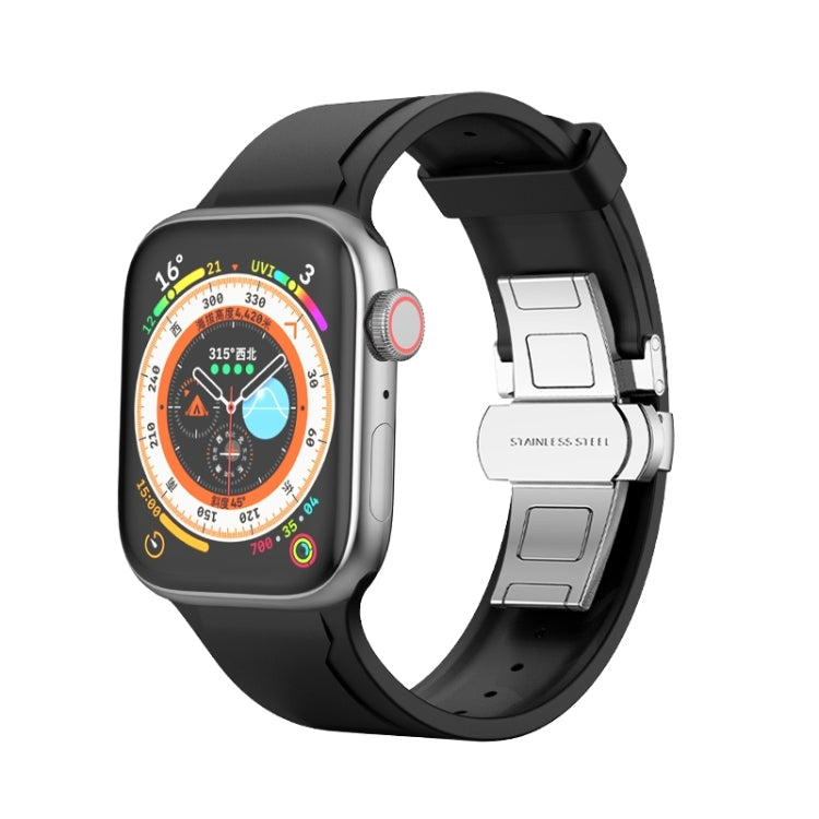 Metal Butterfly Buckle Silicone Watch Band, For Apple Watch SE 2022 44mm, For Apple Watch 9 41mm, For Apple Watch 7 41mm, For Apple Watch 7 45mm
