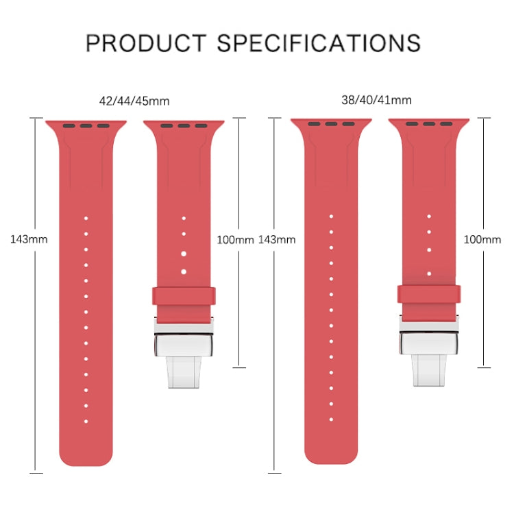 Metal Butterfly Buckle Silicone Watch Band, For Apple Watch SE 2022 44mm, For Apple Watch 9 41mm, For Apple Watch 7 41mm, For Apple Watch 7 45mm