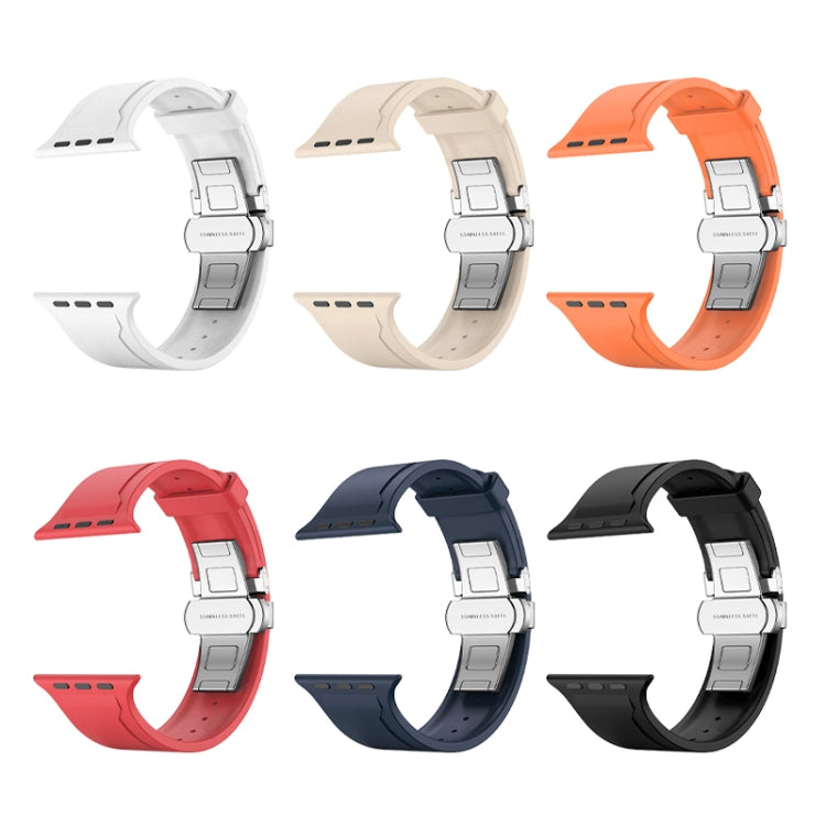 Metal Butterfly Buckle Silicone Watch Band, For Apple Watch SE 2022 44mm, For Apple Watch 9 41mm, For Apple Watch 7 41mm, For Apple Watch 7 45mm
