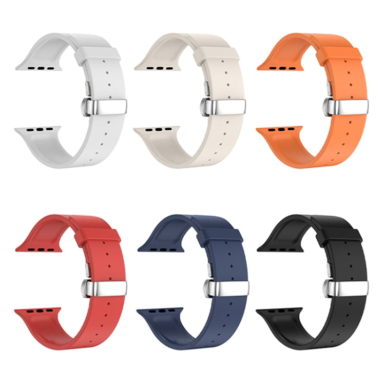 Metal Butterfly Buckle Silicone Watch Band, For Apple Watch Ultra 2 49mm, For Apple Watch 8 45mm, For Apple Watch 9 45mm, For Apple Watch SE 2022 40mm