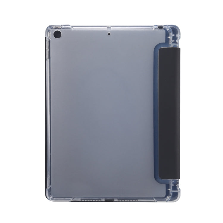 Étui à rabat horizontal en cuir TPU et PU transparent, 3 volets, avec support, emplacement pour stylo et fonction veille/réveil, pour iPad 10.2 (2021/2020/2019)