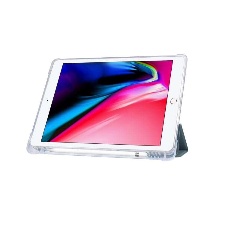 Étui à rabat horizontal en cuir TPU et PU transparent, 3 volets, avec support, emplacement pour stylo et fonction veille/réveil, pour iPad 10.2 (2021/2020/2019)
