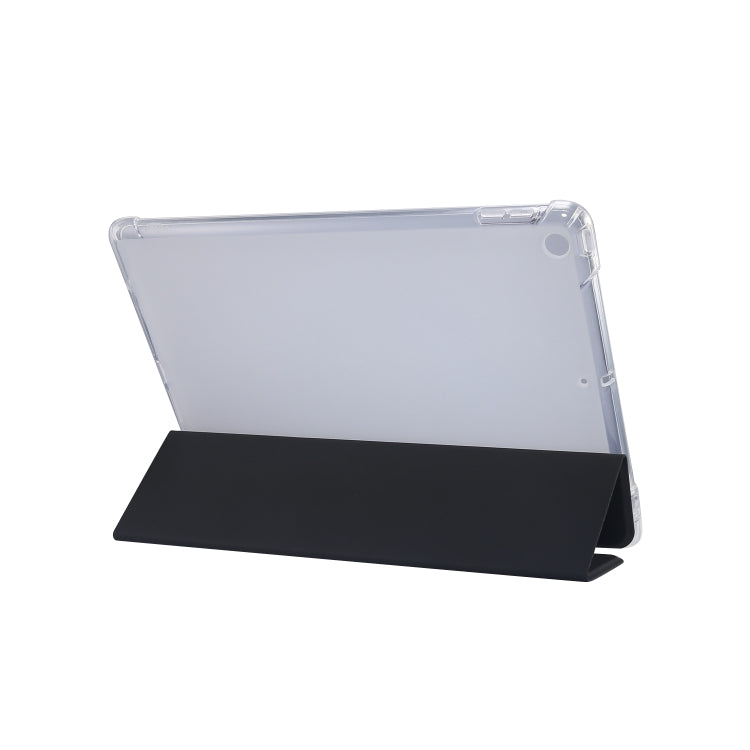 Étui à rabat horizontal en cuir TPU et PU transparent, 3 volets, avec support, emplacement pour stylo et fonction veille/réveil, pour iPad 10.2 (2021/2020/2019)