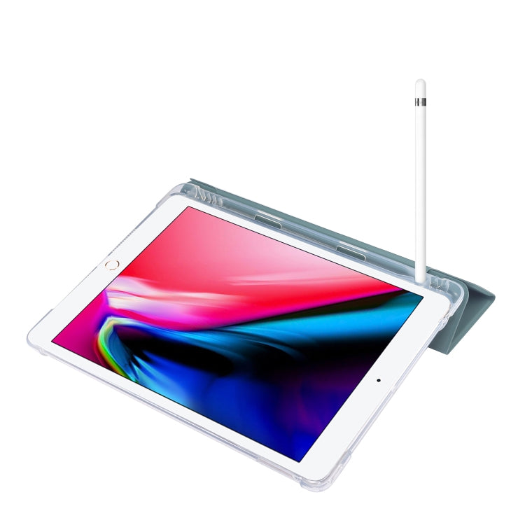 Étui à rabat horizontal en cuir TPU et PU transparent, 3 volets, avec support, emplacement pour stylo et fonction veille/réveil, pour iPad 10.2 (2021/2020/2019)