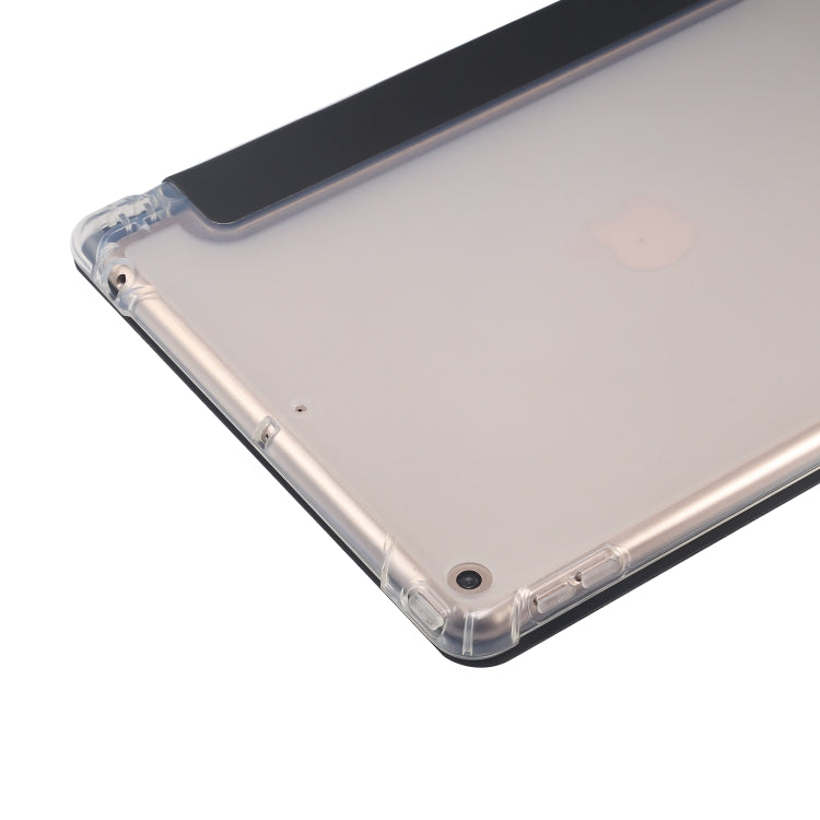 Étui à rabat horizontal en cuir TPU et PU transparent, 3 volets, avec support, emplacement pour stylo et fonction veille/réveil, pour iPad 10.2 (2021/2020/2019)