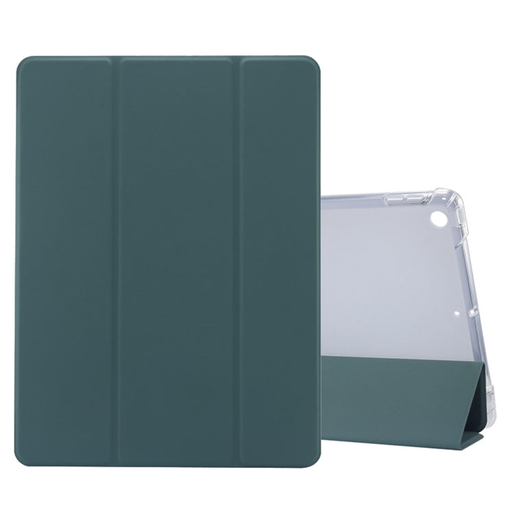 Étui à rabat horizontal en cuir TPU et PU transparent, 3 volets, avec support, emplacement pour stylo et fonction veille/réveil, pour iPad 10.2 (2021/2020/2019)