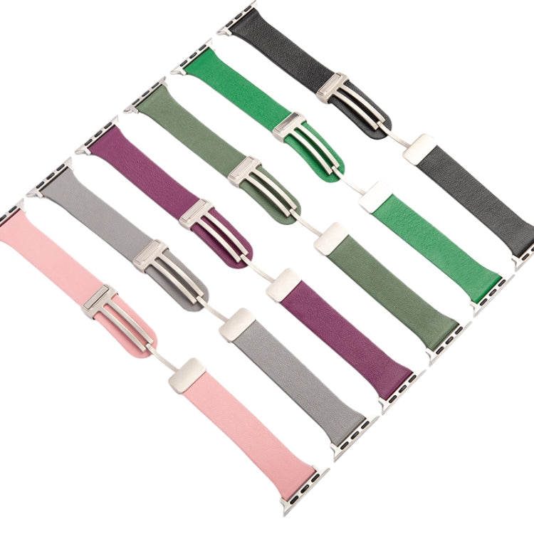 Bracelet de montre magnétique en cuir de mouton avec boucle déployante, pour Apple Watch SE 40 mm, SE 44 mm et 6 40 mm