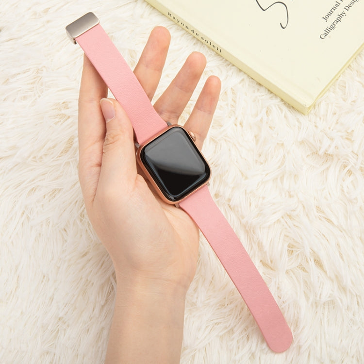 Sheepskin Texture Magnetic Folding Buckle Watch Band, For Apple Watch 9 41mm, For Apple Watch SE 2022 44mm