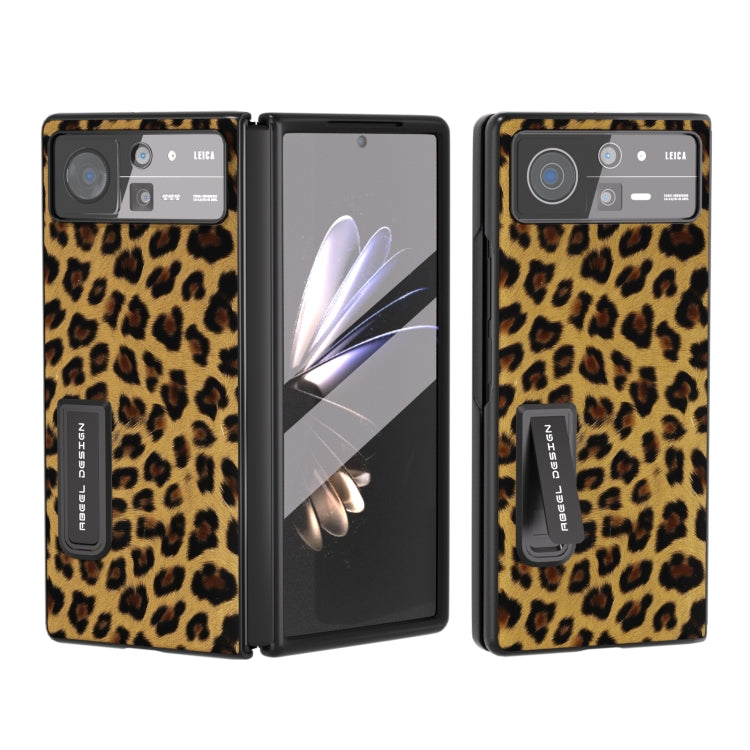 Integrated Black Edge Leopard Phone Case with Holder, For Xiaomi Mix Fold 2