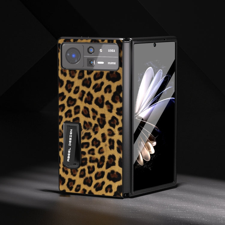 Integrated Black Edge Leopard Phone Case with Holder, For Xiaomi Mix Fold 2