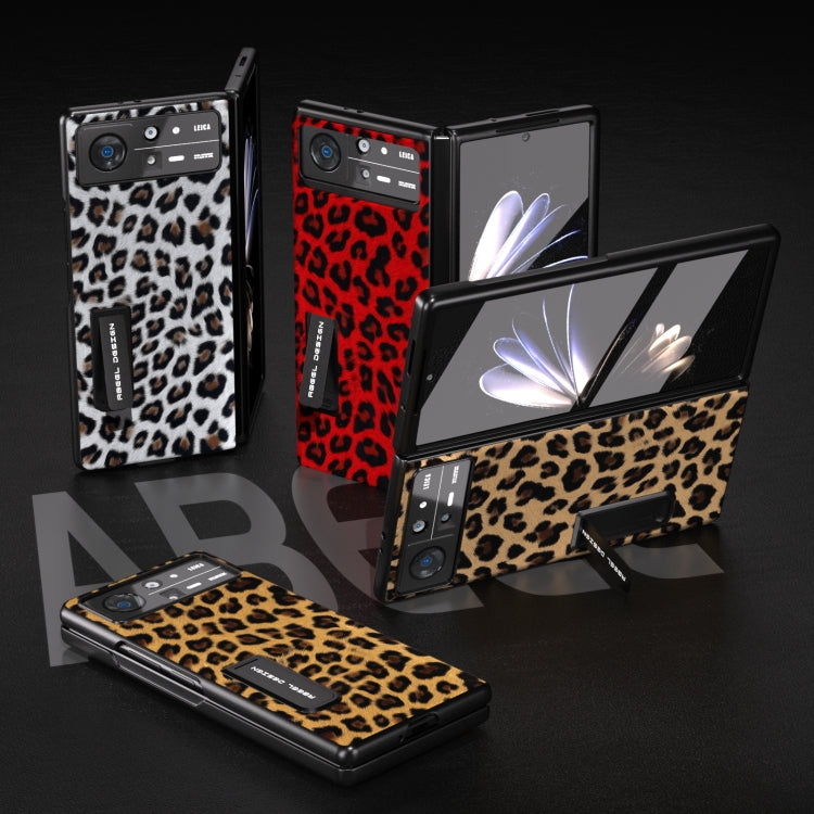 Integrated Black Edge Leopard Phone Case with Holder, For Xiaomi Mix Fold 2