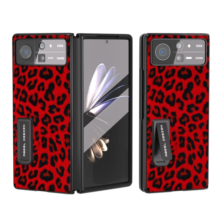 Integrated Black Edge Leopard Phone Case with Holder, For Xiaomi Mix Fold 2