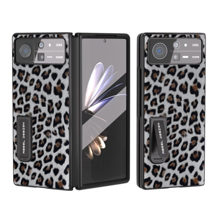 Integrated Black Edge Leopard Phone Case with Holder, For Xiaomi Mix Fold 2