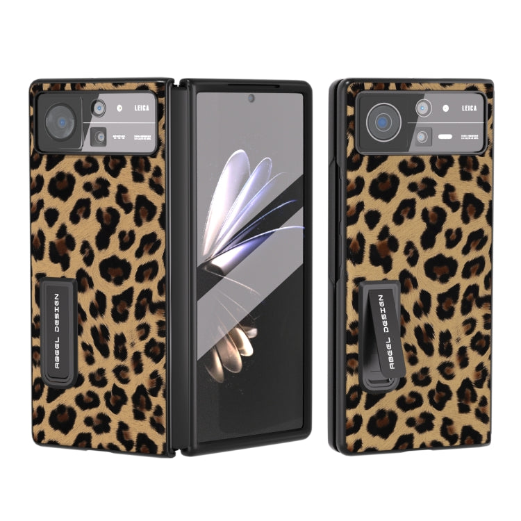 Integrated Black Edge Leopard Phone Case with Holder, For Xiaomi Mix Fold 2