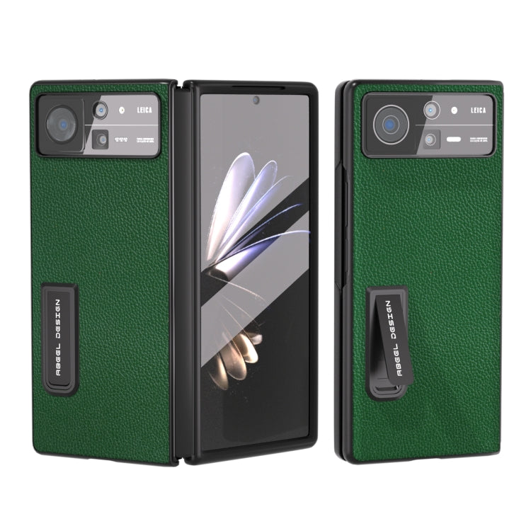 Étui en cuir véritable Mino avec bord noir intégré et support pour Xiaomi Mix Fold 2 et Oppo Find N2