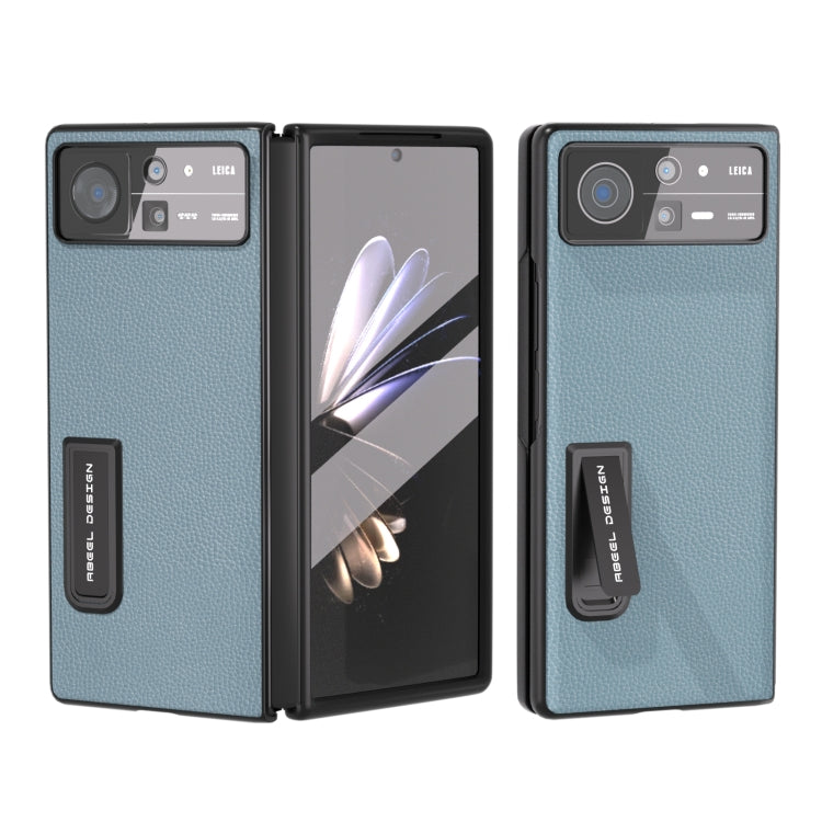 Étui en cuir véritable Mino avec bord noir intégré et support pour Xiaomi Mix Fold 2 et Oppo Find N2