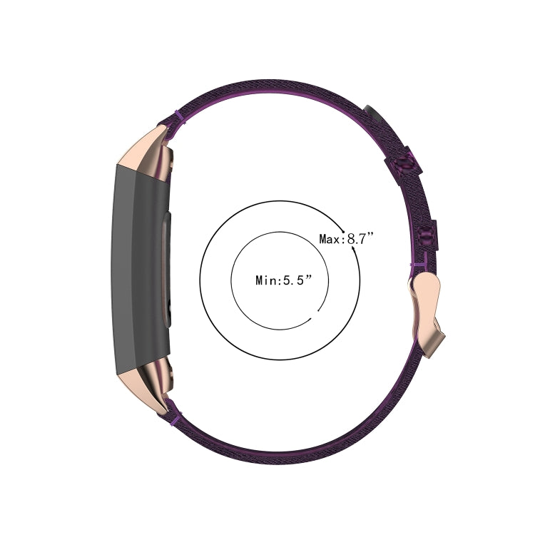 For Fitbit Charge 4 / Charge 3 / Charge 3 SE Stainless Steel Head Grain Nylon Denim Replacement Strap Watchband