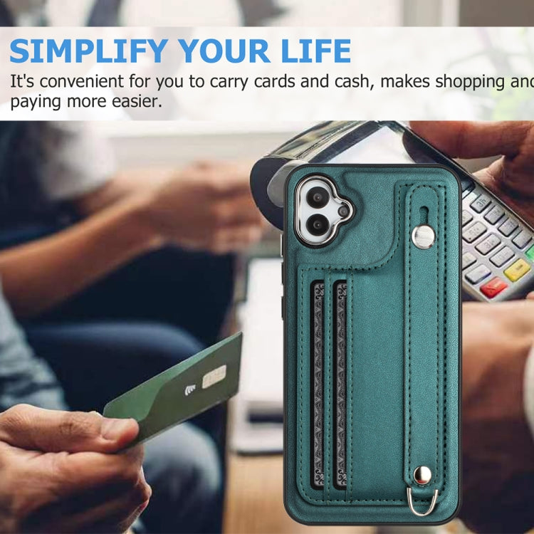 Shockproof Leather Phone Case with Wrist Strap, For Samsung Galaxy A04E / F04 / M04, For Samsung Galaxy A14 4G / A14 5G, For Samsung Galaxy A34 5G, For Samsung Galaxy A54 5G