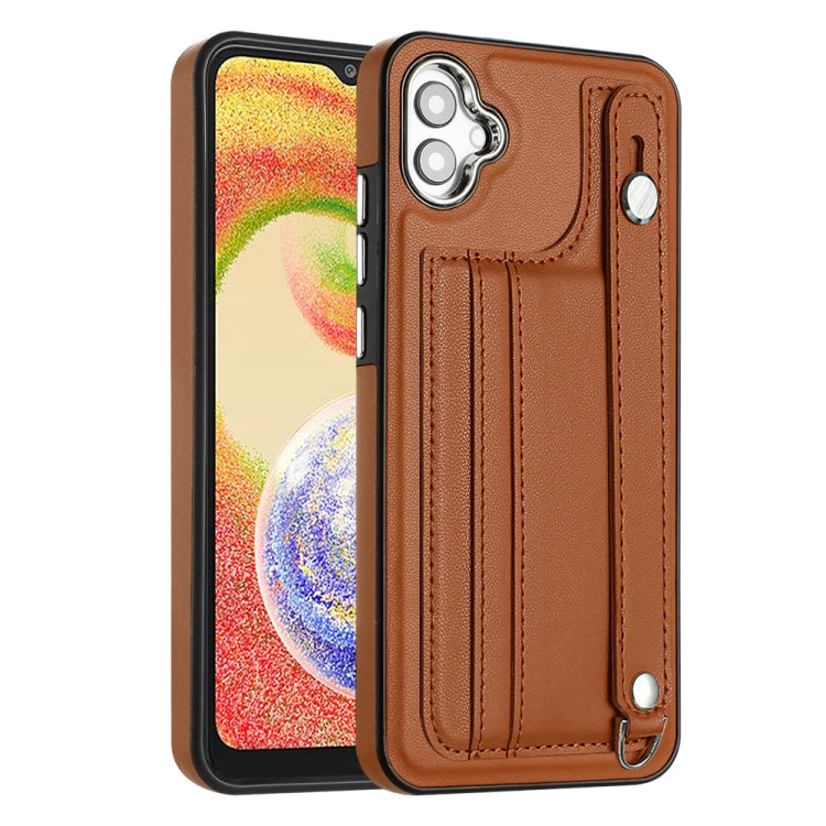 Shockproof Leather Phone Case with Wrist Strap, For Samsung Galaxy A04E / F04 / M04, For Samsung Galaxy A14 4G / A14 5G, For Samsung Galaxy A34 5G, For Samsung Galaxy A54 5G