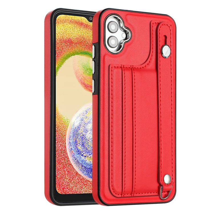 Shockproof Leather Phone Case with Wrist Strap, For Samsung Galaxy A04E / F04 / M04, For Samsung Galaxy A14 4G / A14 5G, For Samsung Galaxy A34 5G, For Samsung Galaxy A54 5G