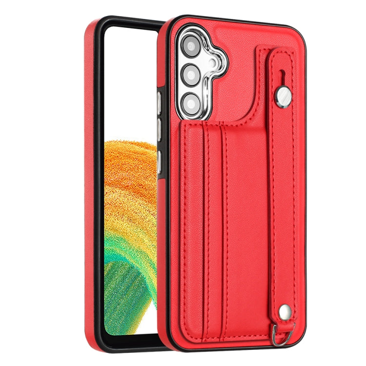 Shockproof Leather Phone Case with Wrist Strap, For Samsung Galaxy A04E / F04 / M04, For Samsung Galaxy A14 4G / A14 5G, For Samsung Galaxy A34 5G, For Samsung Galaxy A54 5G
