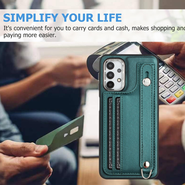 Shockproof Leather Phone Case with Wrist Strap, For Samsung Galaxy A23 4G / F23 5G / M23 5G, For Samsung Galaxy A53 5G, For Samsung Galaxy A73 5G, For Samsung Galaxy A33 5G