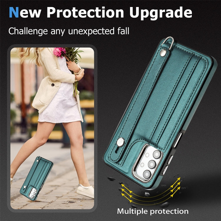 Shockproof Leather Phone Case with Wrist Strap, For Samsung Galaxy A23 4G / F23 5G / M23 5G, For Samsung Galaxy A53 5G, For Samsung Galaxy A73 5G, For Samsung Galaxy A33 5G