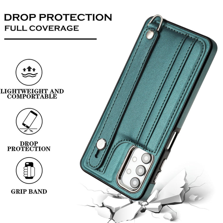 Shockproof Leather Phone Case with Wrist Strap, For Samsung Galaxy A23 4G / F23 5G / M23 5G, For Samsung Galaxy A53 5G, For Samsung Galaxy A73 5G, For Samsung Galaxy A33 5G
