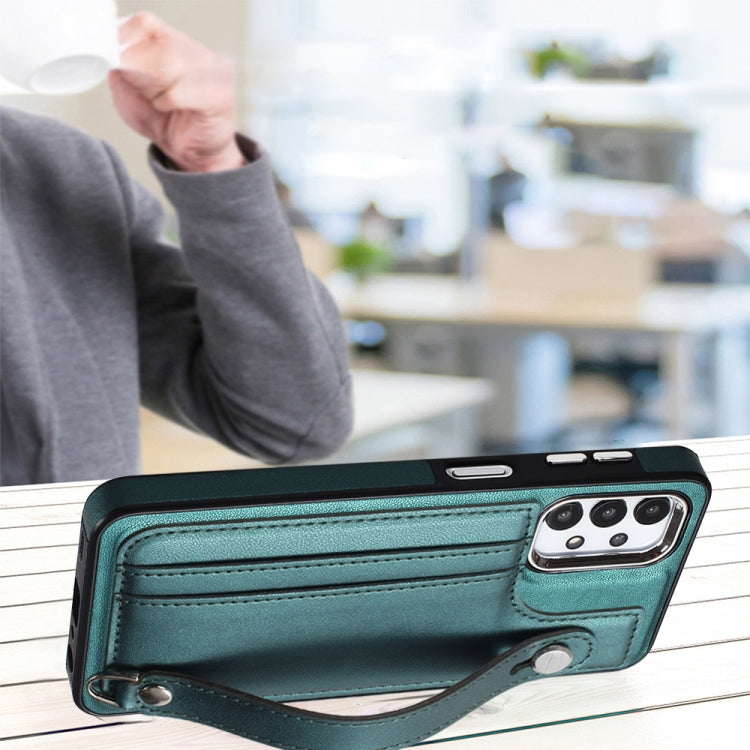Shockproof Leather Phone Case with Wrist Strap, For Samsung Galaxy A23 4G / F23 5G / M23 5G, For Samsung Galaxy A53 5G, For Samsung Galaxy A73 5G, For Samsung Galaxy A33 5G