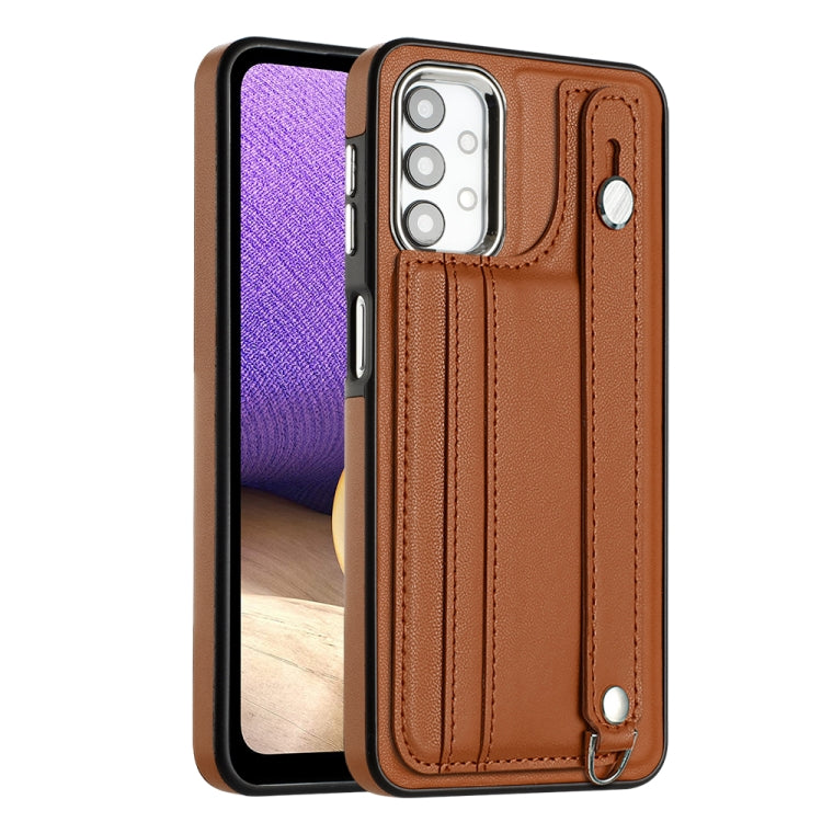 Shockproof Leather Phone Case with Wrist Strap, For Samsung Galaxy A23 4G / F23 5G / M23 5G, For Samsung Galaxy A53 5G, For Samsung Galaxy A73 5G, For Samsung Galaxy A33 5G