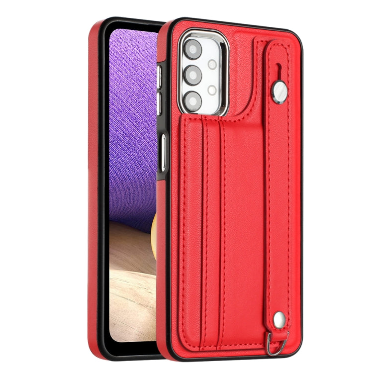 Shockproof Leather Phone Case with Wrist Strap, For Samsung Galaxy A23 4G / F23 5G / M23 5G, For Samsung Galaxy A53 5G, For Samsung Galaxy A73 5G, For Samsung Galaxy A33 5G