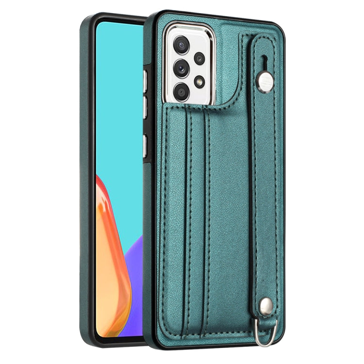 Shockproof Leather Phone Case with Wrist Strap, For Samsung Galaxy A23 4G / F23 5G / M23 5G, For Samsung Galaxy A53 5G, For Samsung Galaxy A73 5G, For Samsung Galaxy A33 5G