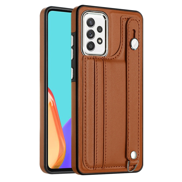 Shockproof Leather Phone Case with Wrist Strap, For Samsung Galaxy A23 4G / F23 5G / M23 5G, For Samsung Galaxy A53 5G, For Samsung Galaxy A73 5G, For Samsung Galaxy A33 5G