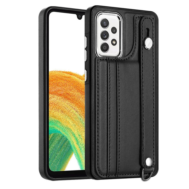 Shockproof Leather Phone Case with Wrist Strap, For Samsung Galaxy A23 4G / F23 5G / M23 5G, For Samsung Galaxy A53 5G, For Samsung Galaxy A73 5G, For Samsung Galaxy A33 5G