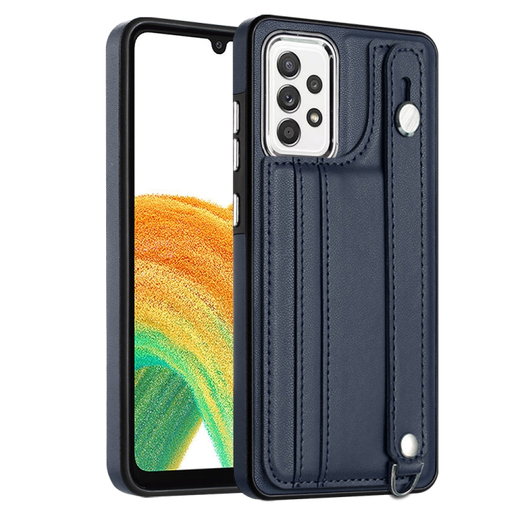 Shockproof Leather Phone Case with Wrist Strap, For Samsung Galaxy A23 4G / F23 5G / M23 5G, For Samsung Galaxy A53 5G, For Samsung Galaxy A73 5G, For Samsung Galaxy A33 5G